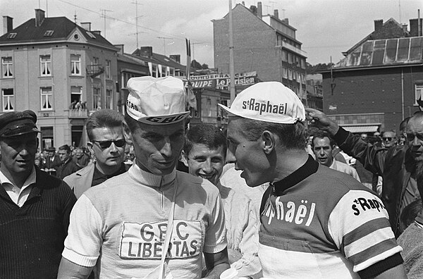 Rik Van Looy and the pre-race favourite Jacques Anquetil before the fifth stage
