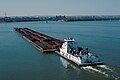 Towboat V.W. Meythaler downbound with a coal tow at Clark Bridge Louisville Kentucky USA Ohio River mile 604 1987 file 87j149.jpg