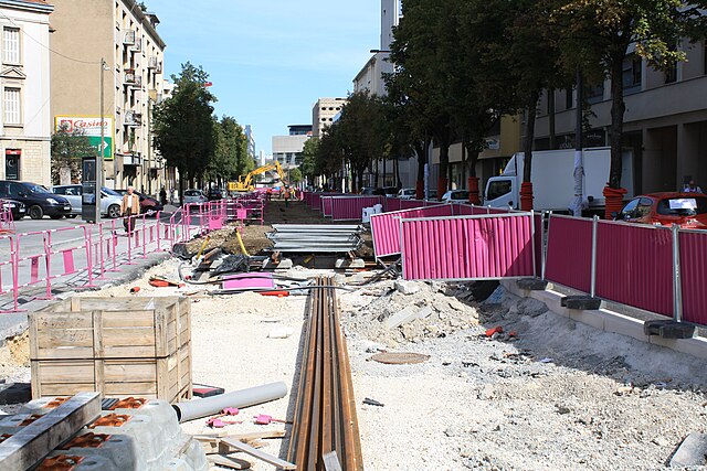 Vue du décaissement de la chaussé du boulevard Clemenceau