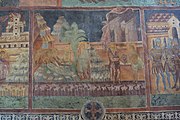 English: Fresco on the south wall of the nave in Trinity Chapel in Lublin. The Communion and Funeral of St. Mary the Egyptian.