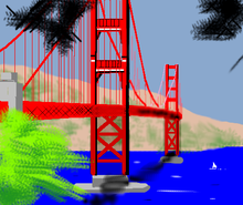 "Golden Gate Bridge", drawn using Tux Paint Tuxpaint-golden-gate-bridge-sf.png