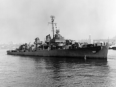 USS Johnston, by the United States Navy (restored by Adam Cuerden)