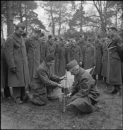Американські військові на занятті в Британській військовій школі гігієни (1944)