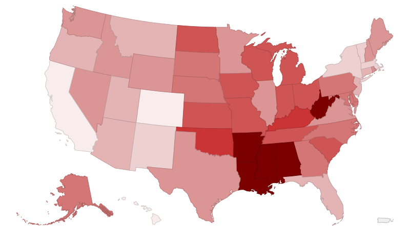 File:United States Map of Obesity Prevalence by State (2013).svg