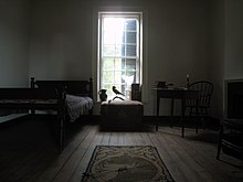 Range room of Edgar Allan Poe at the University of Virginia, restored and maintained by the Raven Society. University of Virginia room of Edgar Allan Poe.jpg