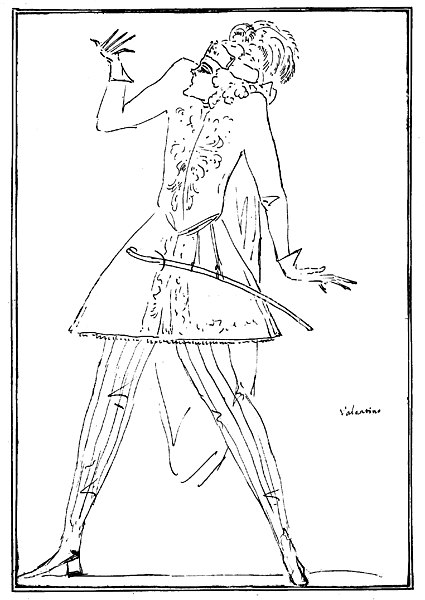 Caricature of Valentino Urbani, who created the role of Egeo.