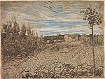 Van gogh Cottages with a Woman Working in the Foreground auvers chicago f1642 jh1994.jpg