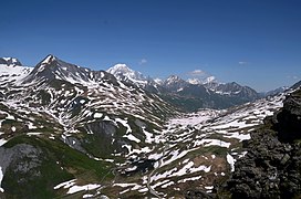 Petit Bernard-passet med Mont Blanc massivet i baggrunden