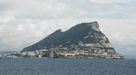 Rock of Gibraltar and Europa Point Lighthouse (lower right)