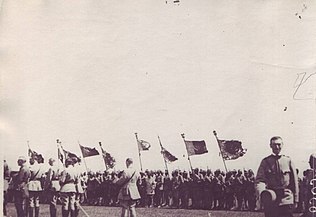 Voluntarii ardeleni după depunerea jurământului, Iași, 1917