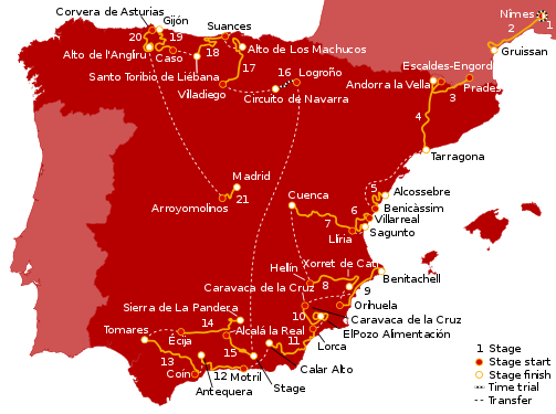 2017 Vuelta a España map