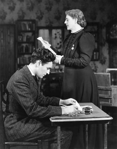 Richard Waring and Ethel Barrymore in the Broadway production of The Corn Is Green (1940)