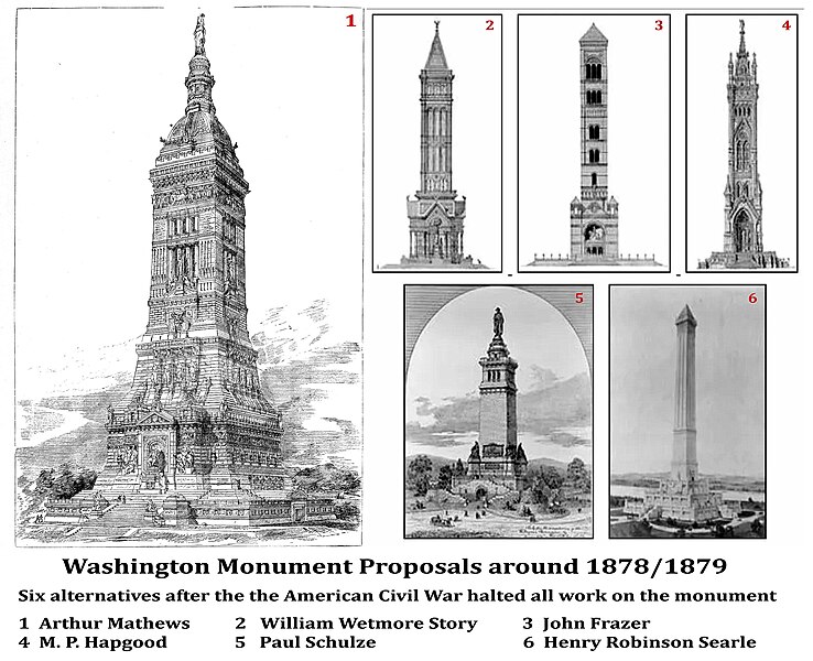 File:Washington Monument, 6 design proposals for the completion ca. 1879.jpg