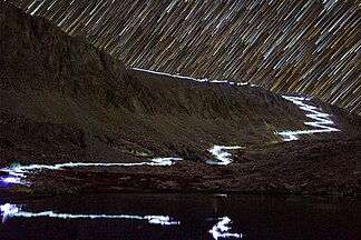 Time-lapse photograph of trail at night