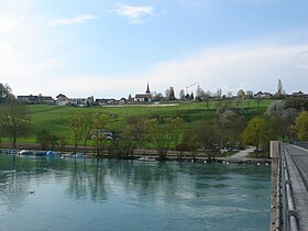 Sydudsigt over Wohlensee og landsbyen Wohlen