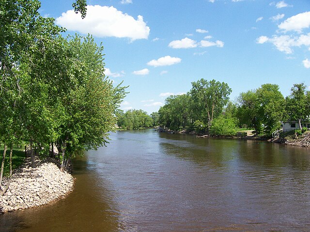 The Wolf River in downtown New London