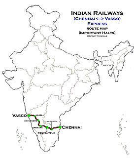 <span class="mw-page-title-main">Chennai Central–Vasco da Gama Weekly Express</span> Train in India