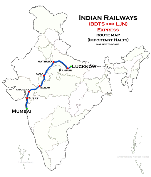 File:(Mumbai Bandra - Lucknow) Express route map.png