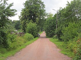 Calle Elizavetinskaya (Peterhof).  Vista desde la autopista Oranienbaum