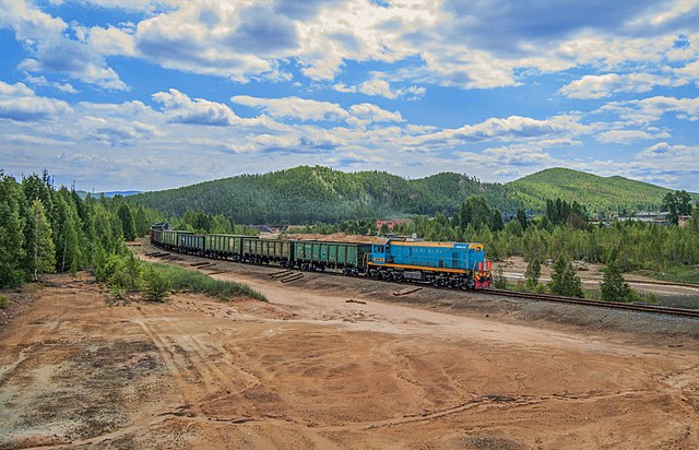 RZD freight train in Kazakhstan in July 2016