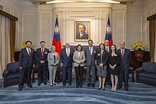 Ian Easton (2nd from left), along with members of delegation from the Project 2049 Institute, visited Office of the President in Taipei, Taiwan on June 12, 2019. 06.12 Zong Tong Jie Jian [2049Ji Hua Yan Jiu Suo ] Xue Zhe Zhuan Jia Fang Wen Tuan  (48047350116).jpg