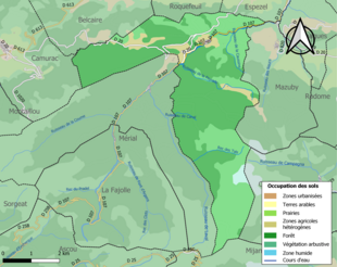 Barevná mapa znázorňující využití půdy.