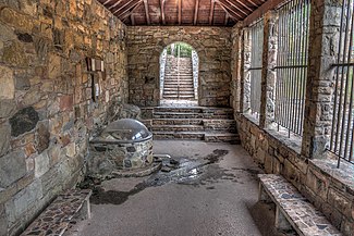 Stone spring house at Indian Springs State Park.