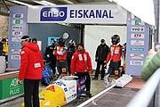 Deutsch: Bob-Europacup 2018/19; Station 1 in Altenberg, 2er-Rennen Nummer 1, Lauf 1 English: Bobsleigh Europe Cup 2018-19 in Altenberg - 2-man Race 1, first run