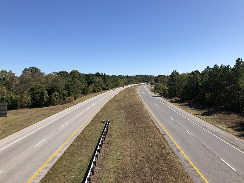 File:2019-10-10 12 42 42 View south along Maryland State Route 4 (Stephanie Roper Highway) from the overpass for Maryland State Route 408 (Marlboro Road) in Waysons Corner, Anne Arundel County, Maryland.jpg
