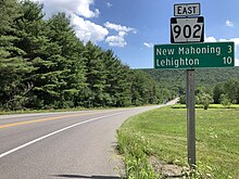 PA 902 eastbound in Summit Hill 2022-08-08 15 14 28 View east along Pennsylvania State Route 902 (Laurel Drive) at White Bear Drive in Summit Hill, Carbon County, Pennsylvania.jpg