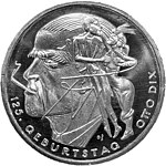20 Euro coin minted in 2016 to commemorate Dix's 125th birthday 20 EUR GM Deutschland 2016 125 Geburtstag Otto Dix Bildseite.jpg