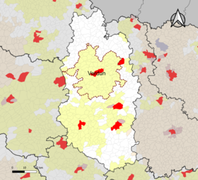 Verdun-vetovoima-alueen sijainti Meuse-osastolla.