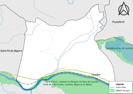 Carte de la ZNIEFF de type 1 sur la commune.