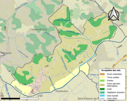 Carte des infrastructures et de l'occupation des sols de la commune en 2018 (CLC).