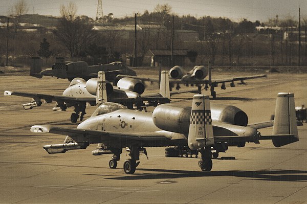 A-10 Thunderbolt IIs taxi for a training mission at Osan AB