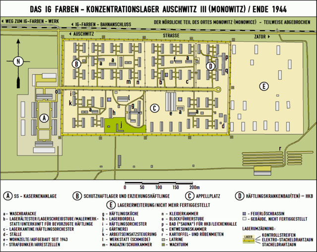 Mapa del campo de Monowitz.