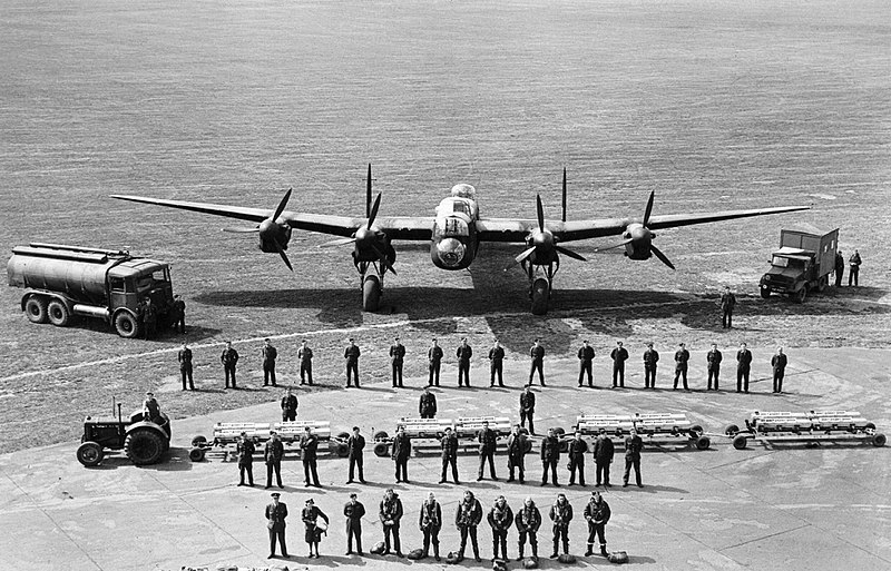 File:A graphic line-up of all the personnel required to keep one Avro Lancaster of RAF Bomber Command flying on operations, taken at Scampton, Lincolnshire, 11 June 1942. CH15362.jpg