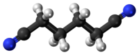 Ball-and-stick model of the adiponitrile molecule