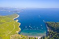 Aerial view of the Adriatic Sea at Sunj Beach on Lopud island, Croatia (48613065581).jpg