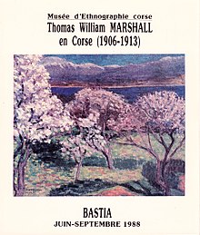 Exhibition poster Thomas William Marshall in Corsica (1906-1913) in Bastia in 1988. Affiche 'TW Marshall en Corse' - Musee Bastia 1988.jpg