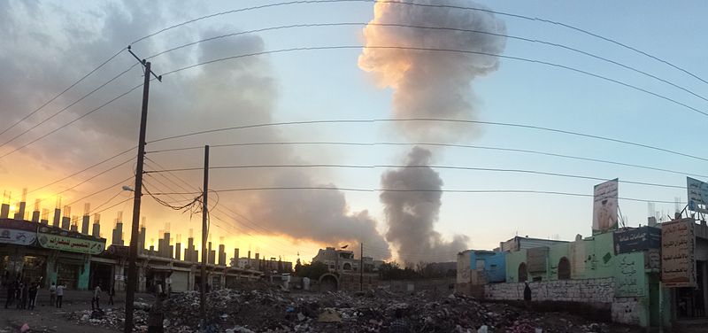 File:Air strike in Sana'a 11-5-2015.jpg