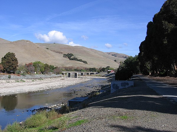 Alameda Creek at the flats of Niles where it has emerged from the Niles Canyon.