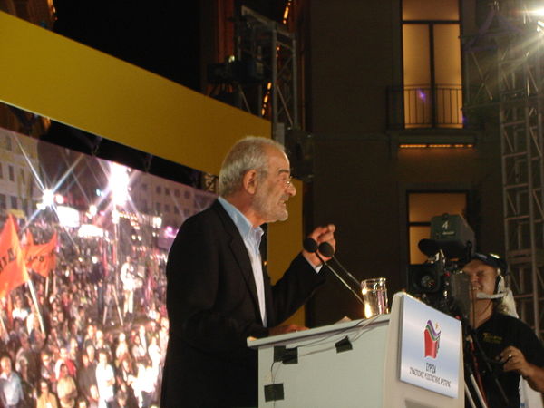 Former leader of Syriza, Alekos Alavanos, speaking in Athens in 2007