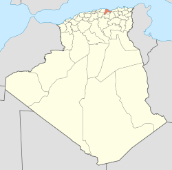 Map of Algeria highlighting Béjaïa