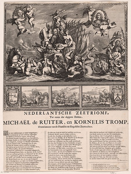 File:Allegorie ter ere van Michiel de Ruyter en Cornelis Tromp en hun overwinningen in de zeeslagen in de jaren 1672 en 1673 Nederlantsche Zeetriomf, ter eeren der dappere Helden, Michaël de Ruiter en Kornelis Tromp, overwin, RP-P-BI-6843.jpg