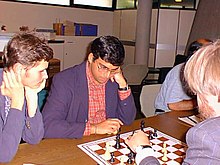 Péter Lékó, Anand und Artur Jussupow bei den Dortmunder Schachtagen 1997