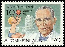 Arvo Ylppo portrayed on a postage stamp published in 1987. Arvo-Ylppo-1987.jpg