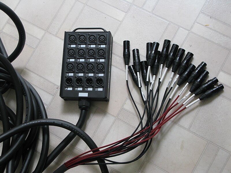 File:Audio multicore cable with XLR connectors and stage box.JPG