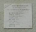 Aux maquisards du 4e BATFTPF tués au combat du 11 juin 1944, plaque - gare de Mussidan.jpg