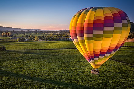 Hot air ballooning above vineyards is a popular attraction in Napa.
